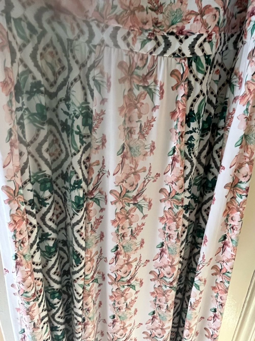 White House Black Market Peach & Green Floral Print Maxi Dress size XL - Picture 5 of 11